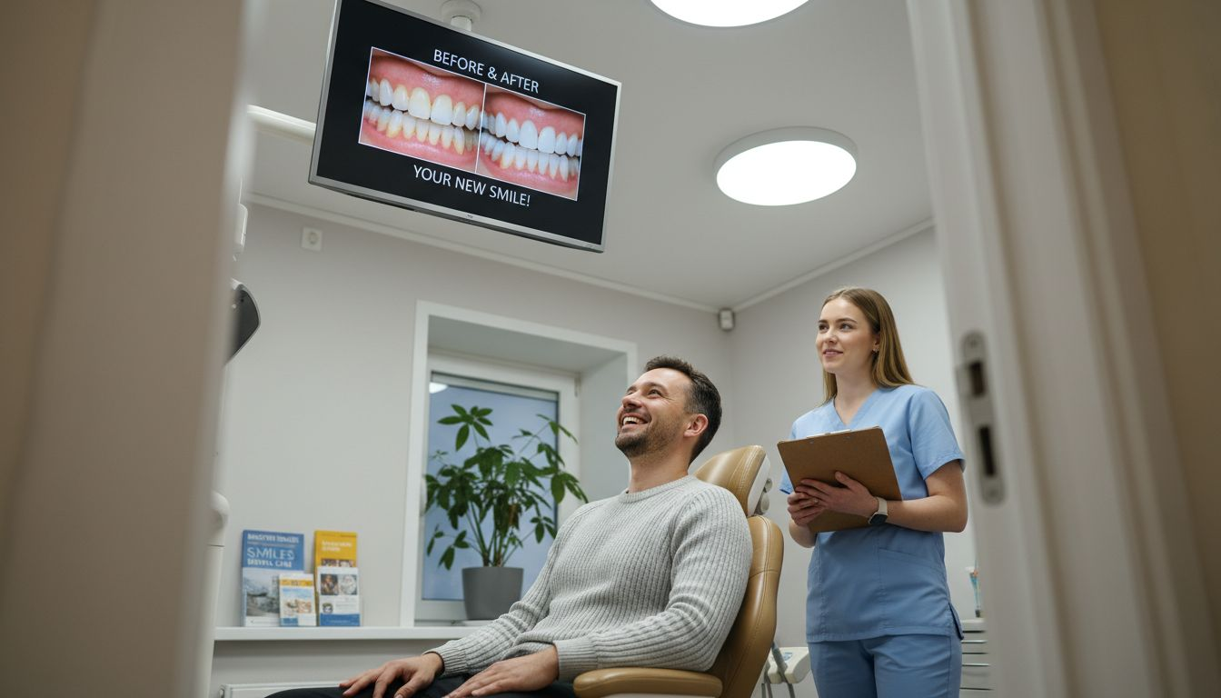 Patient viewing smile transformation results