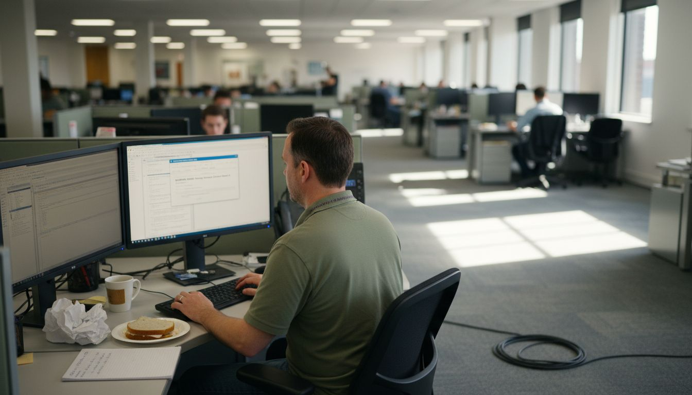 IT technician solving help desk issue