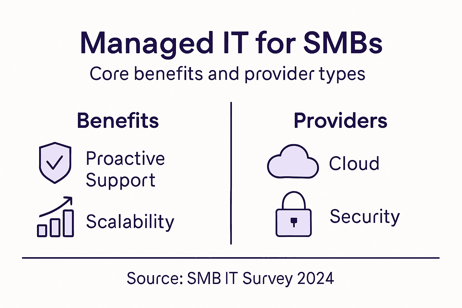 Infographic showing managed IT benefits and provider types