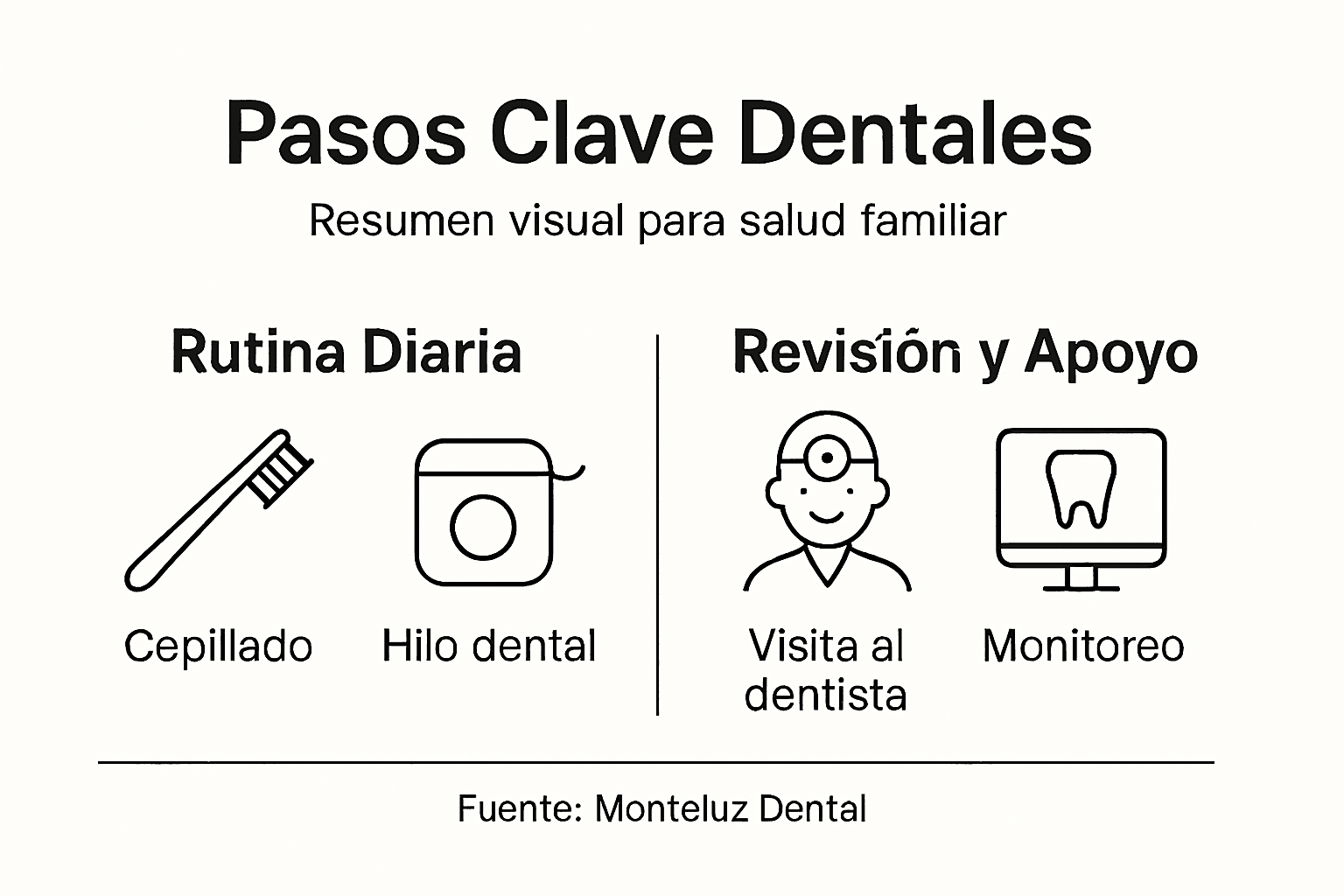 Guía visual sencilla sobre los pasos esenciales para el cuidado dental