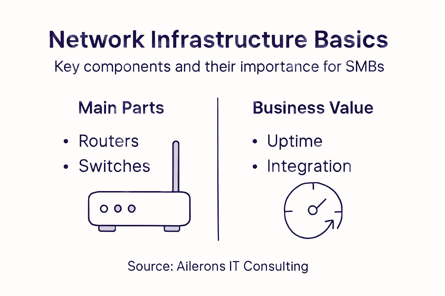 Infographic with network parts and SMB benefits