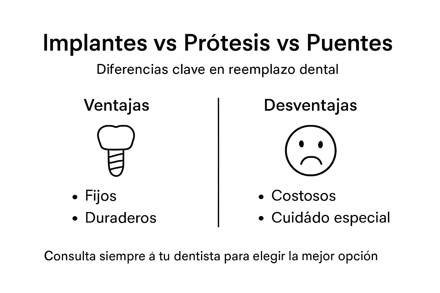 Guía visual para comparar diferentes tipos de implantes dentales