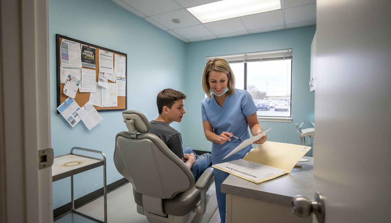 Hygienist discussing dental membership plan