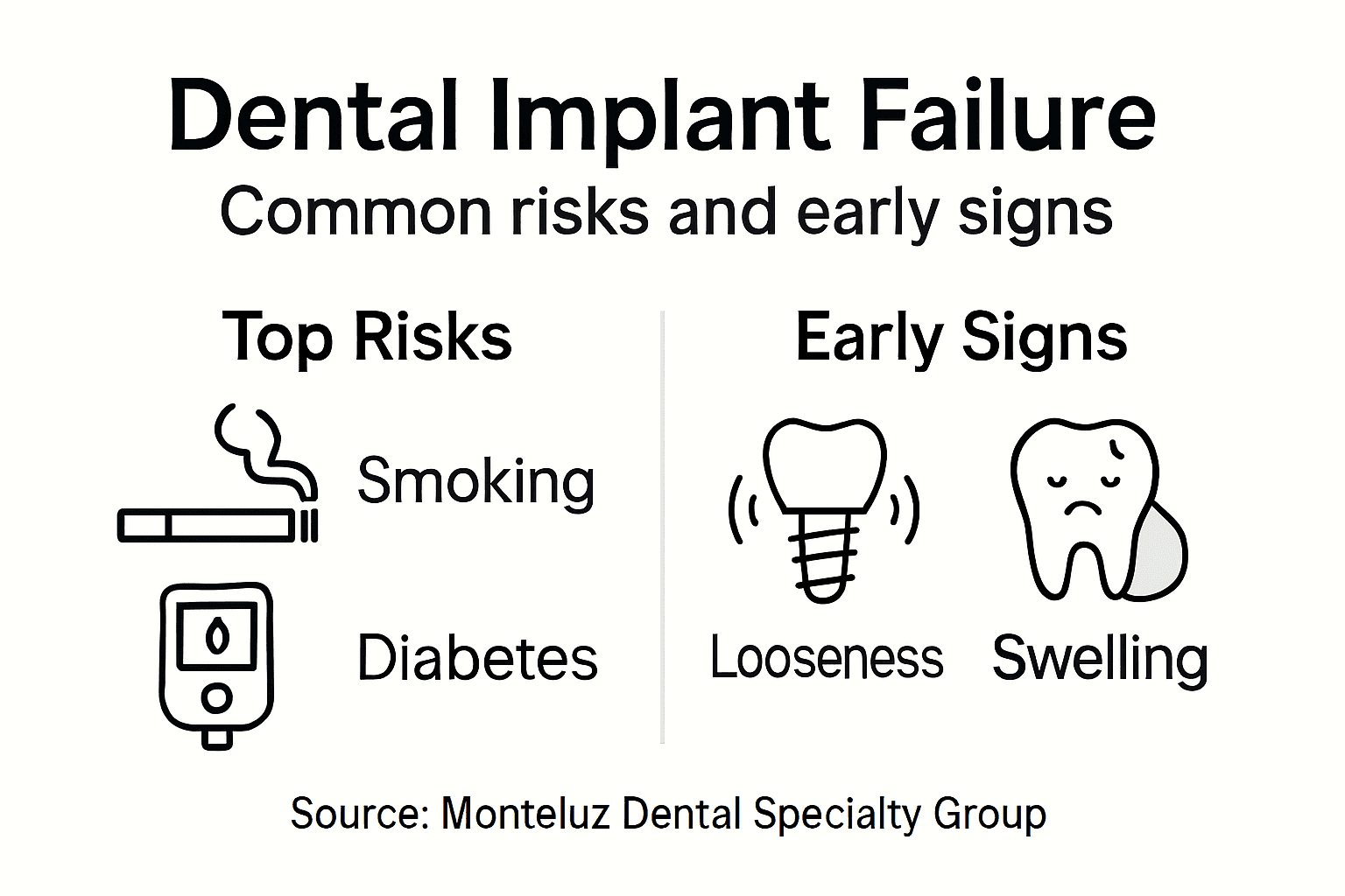 Infographic highlighting dental implant risks and signs