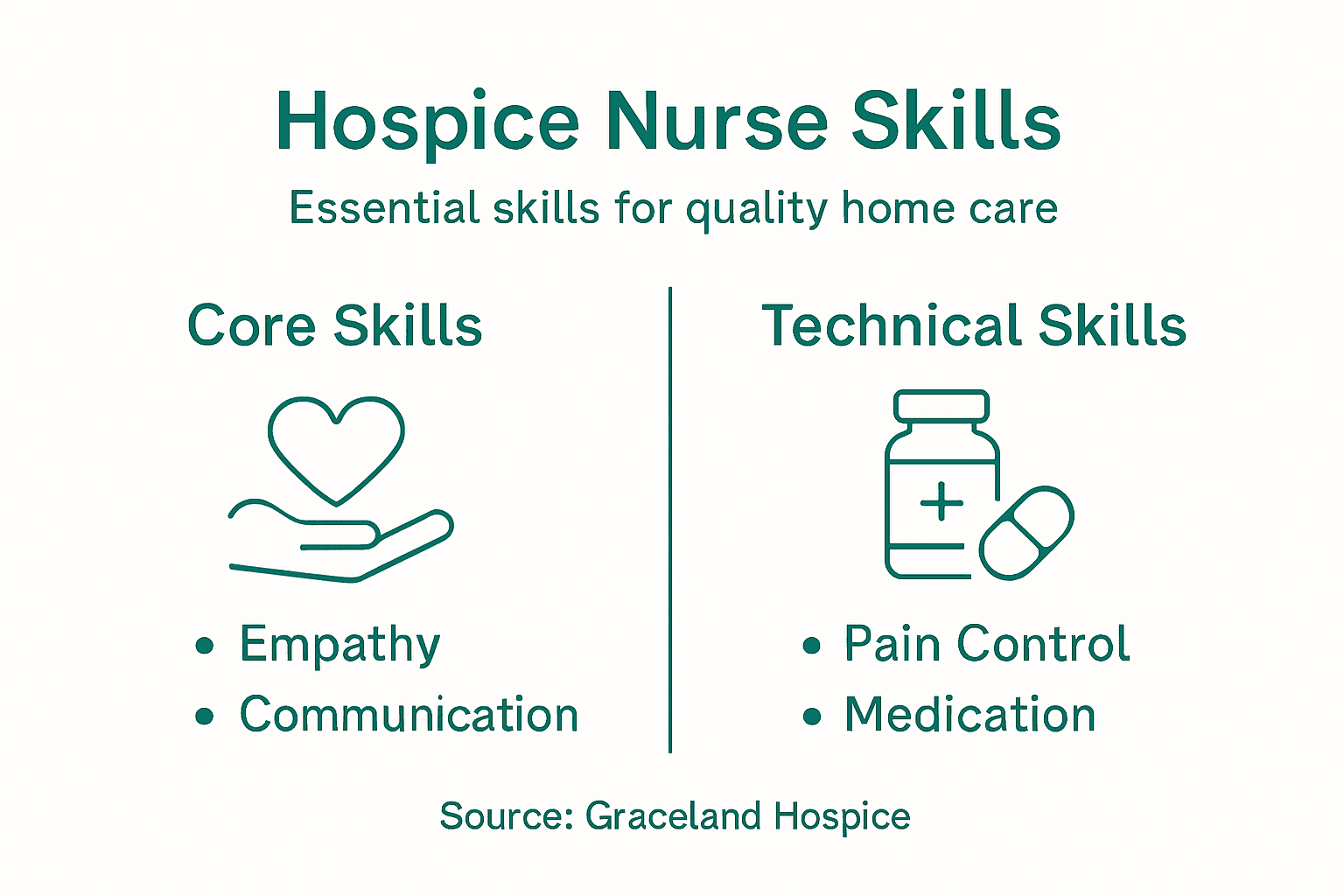 Infographic showing hospice nurse core skills