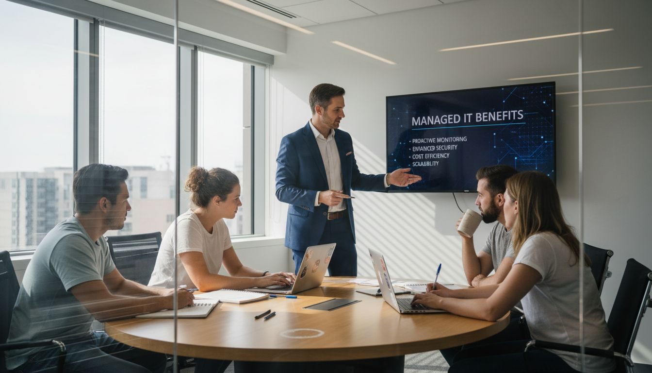 SMB staff meets with managed IT consultant
