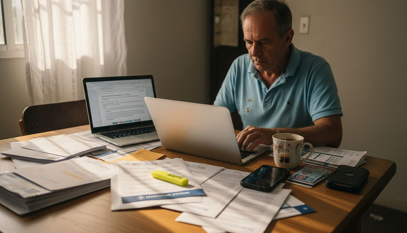 Man preparing dental membership documents