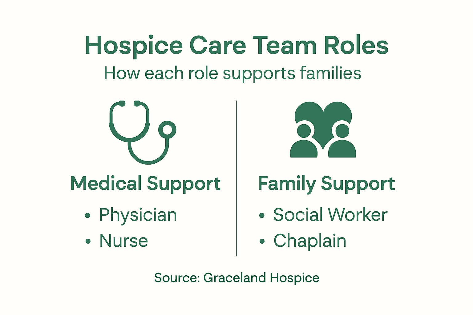 Infographic listing hospice team roles