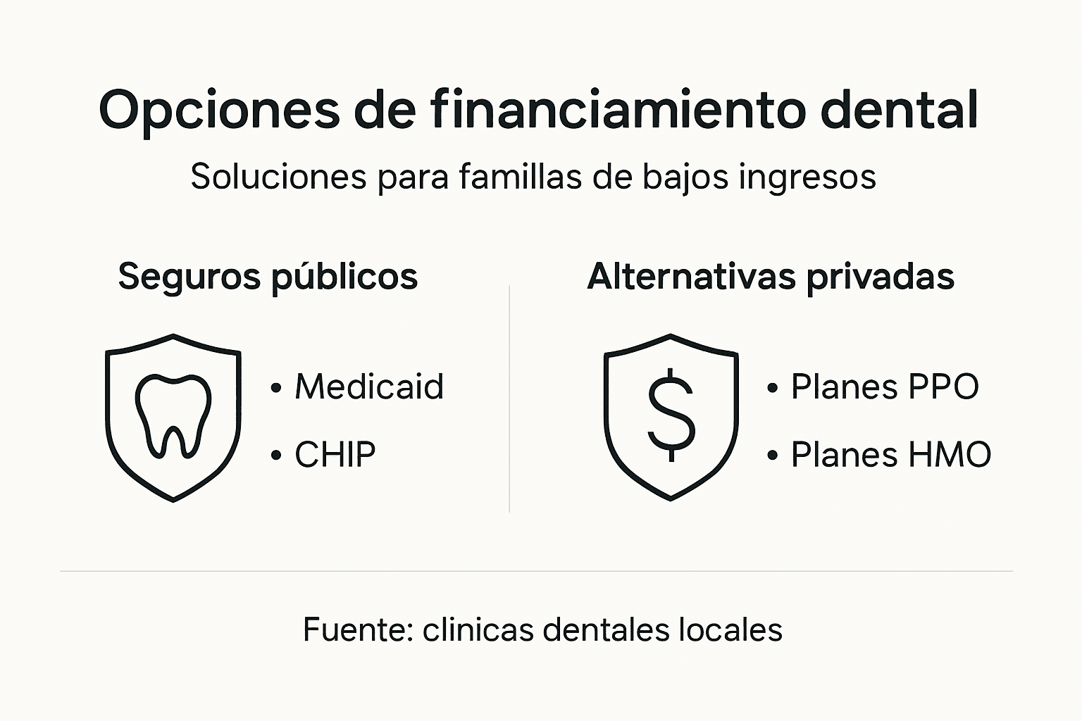 Guía visual sobre alternativas de financiamiento para tratamientos dentales