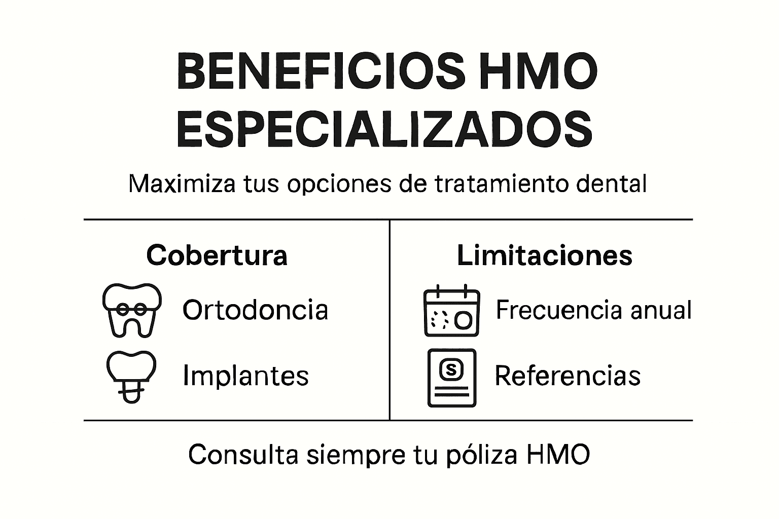 Descubre en esta infografía todo lo que necesitas saber sobre las ventajas y limitaciones del seguro dental HMO.