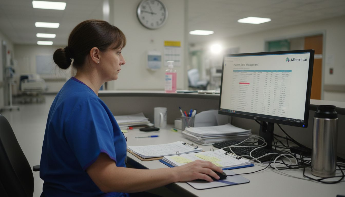 Nurse reviewing AI-powered patient workflow