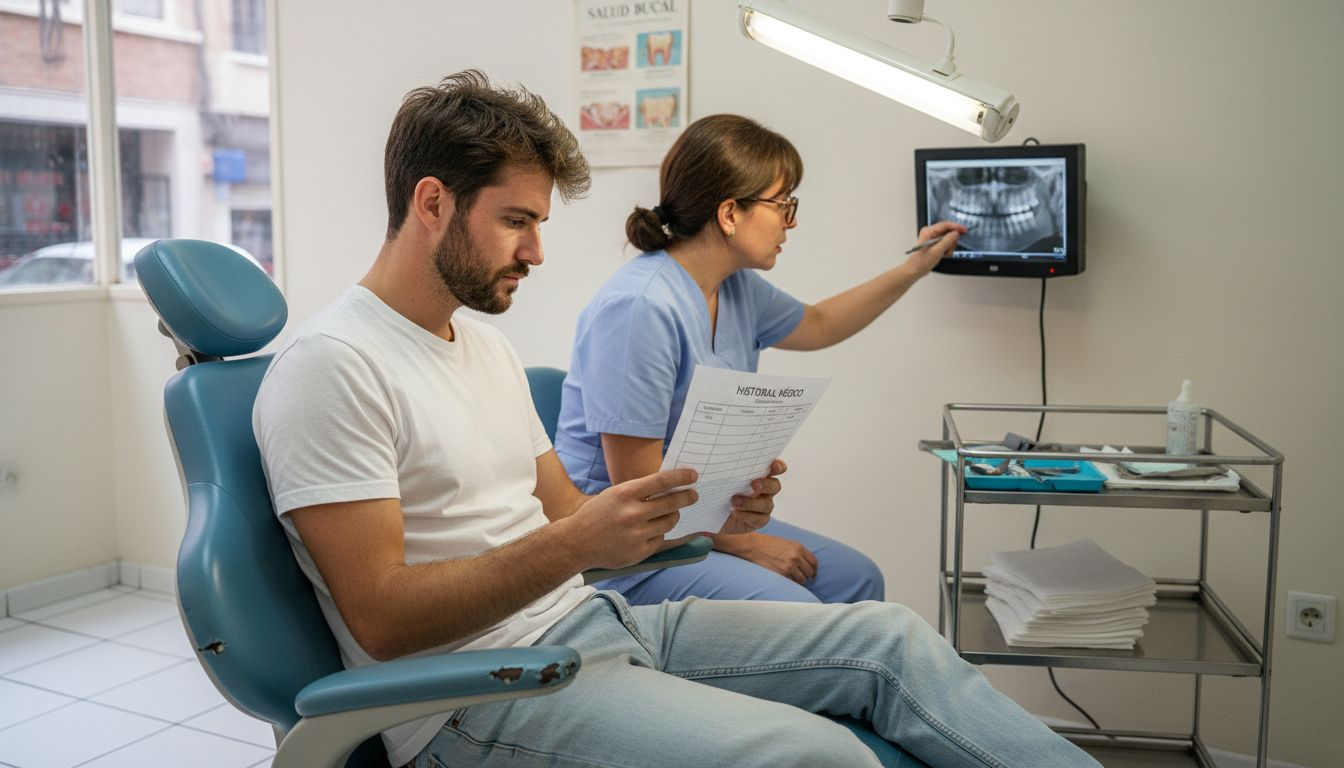 Paciente sometiéndose a una revisión dental exhaustiva