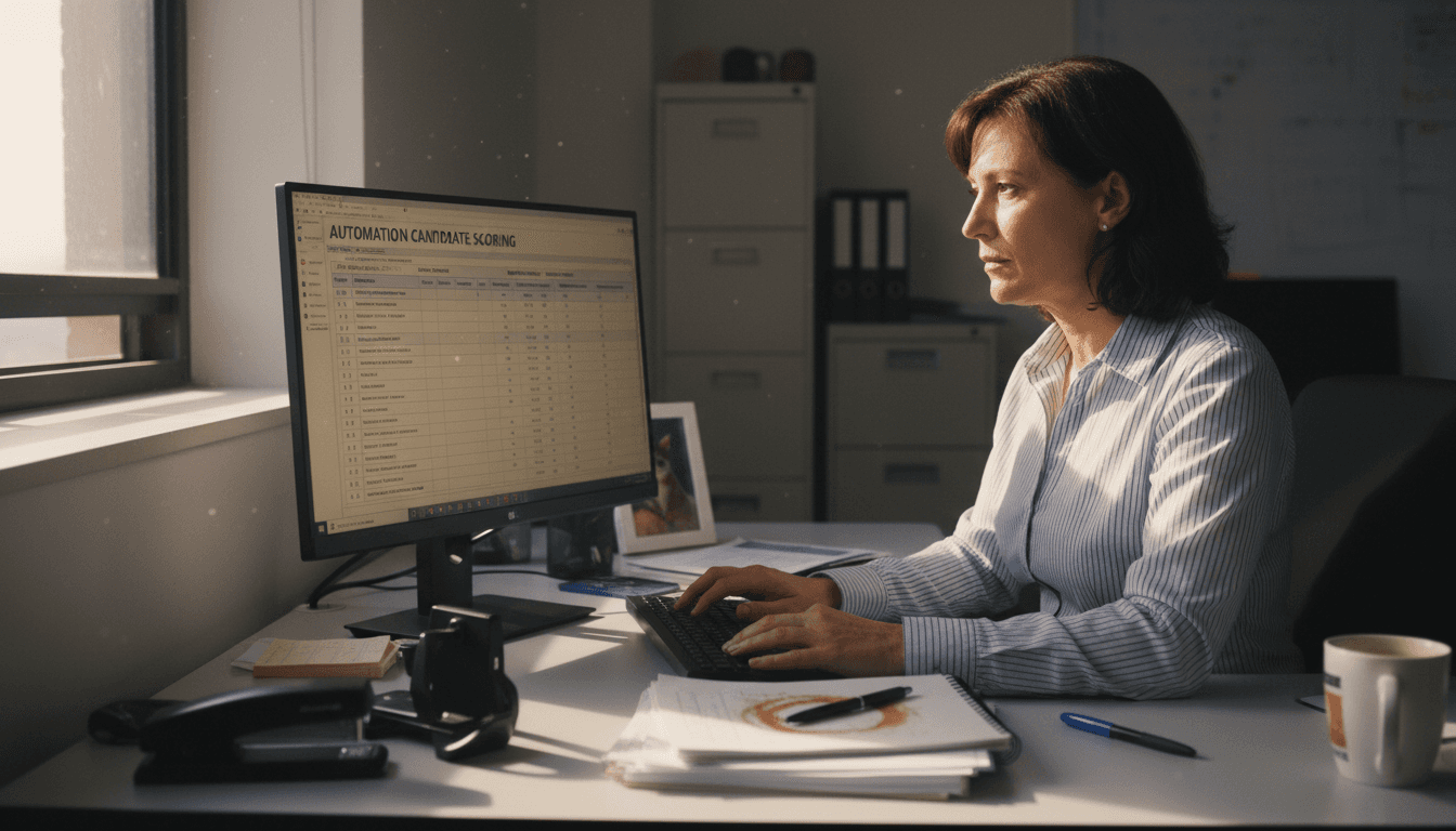 Manager reviewing process assessment spreadsheet