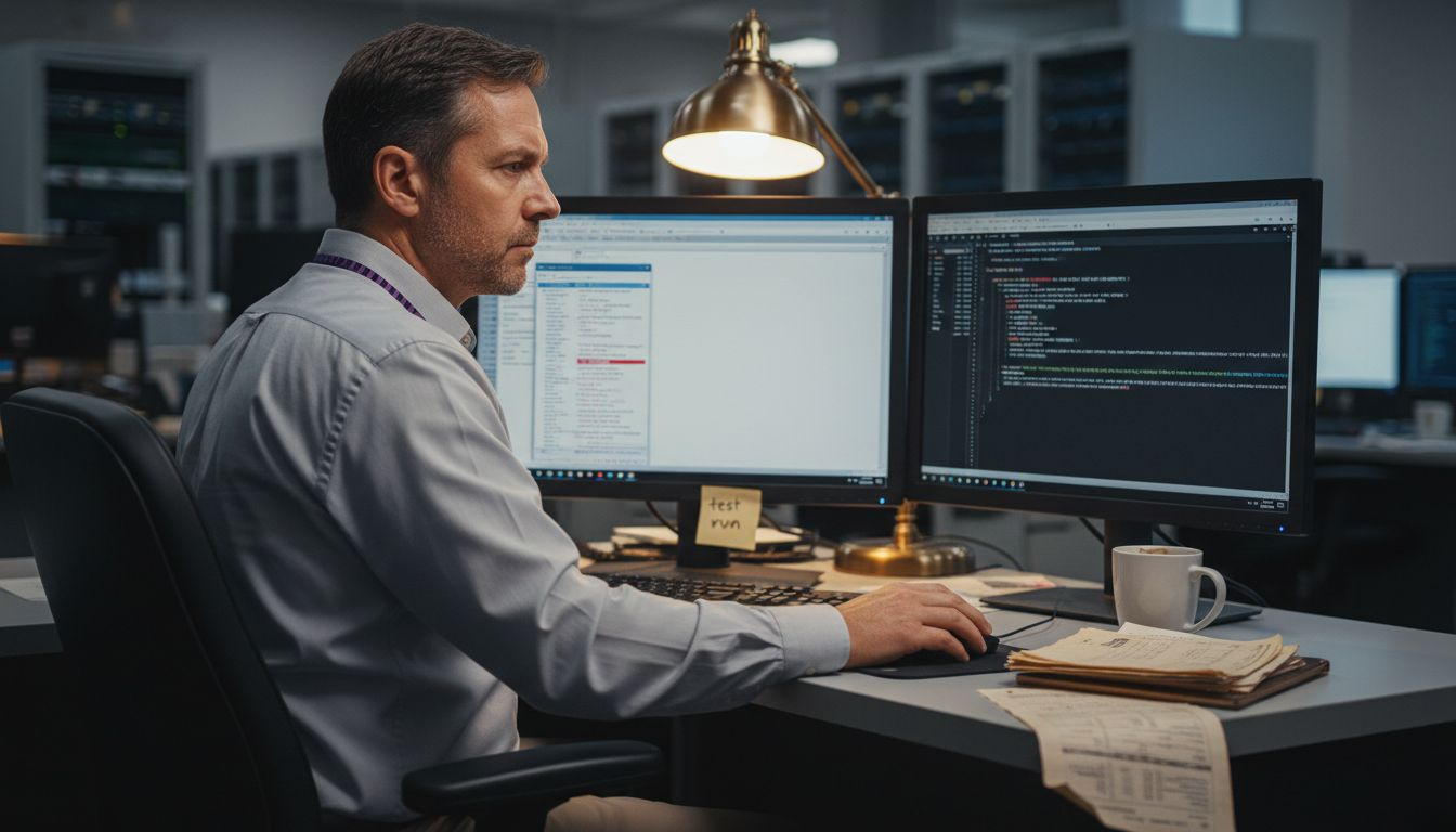IT manager checking business automation workflow