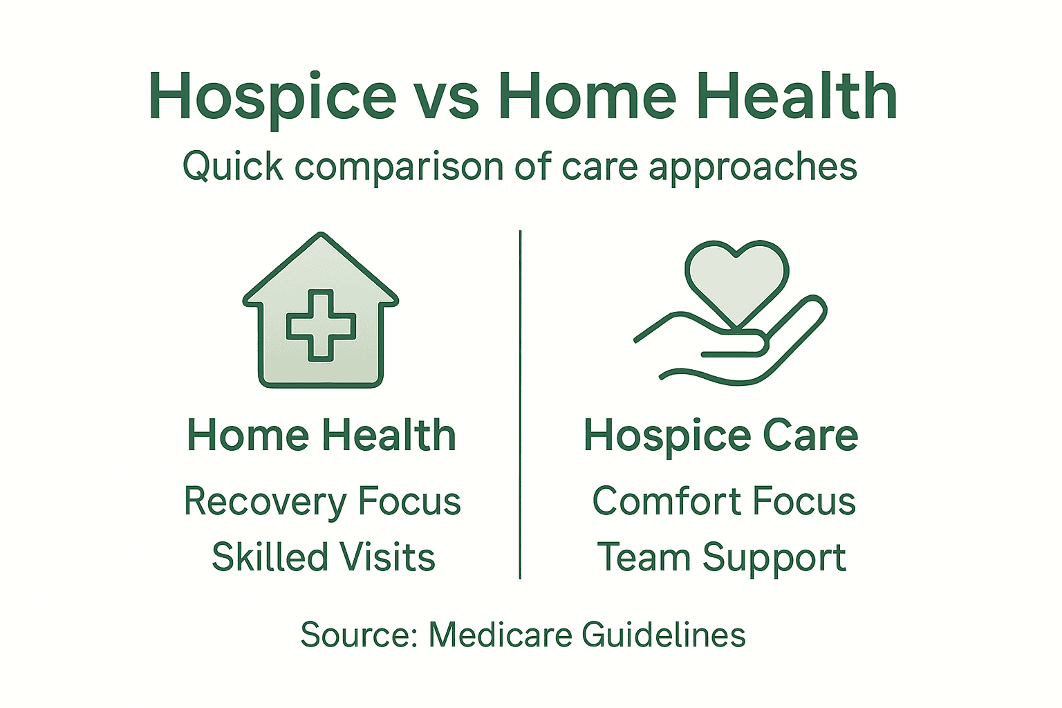 Infographic comparing hospice and home health care