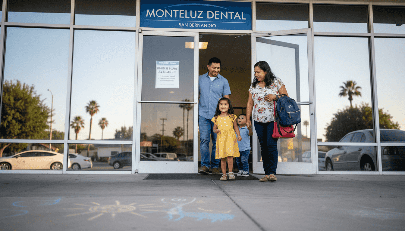 Family entering neighborhood dental clinic