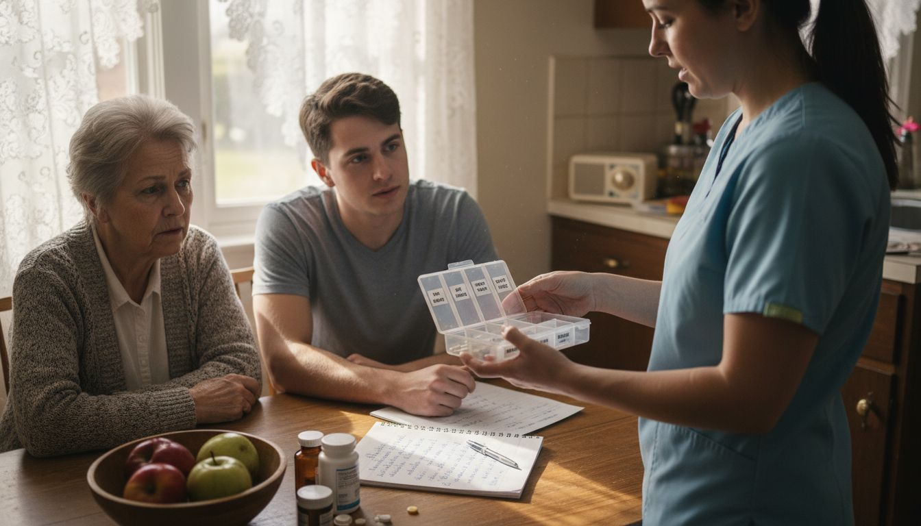 Hospice nurse educates family at home