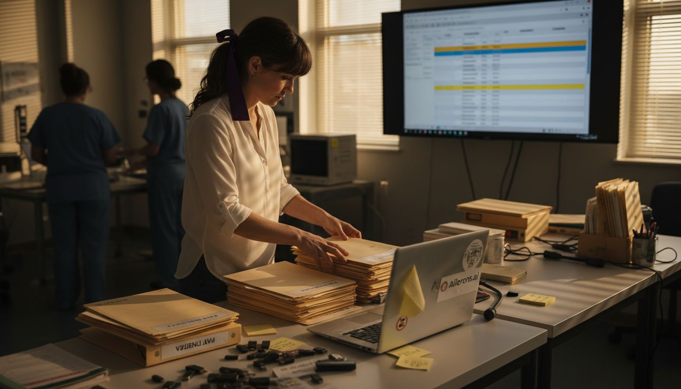 IT specialist handling patient workflow folders