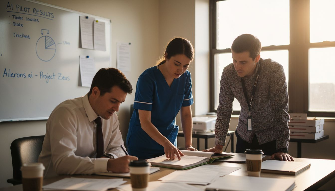 Healthcare team discusses AI operations report