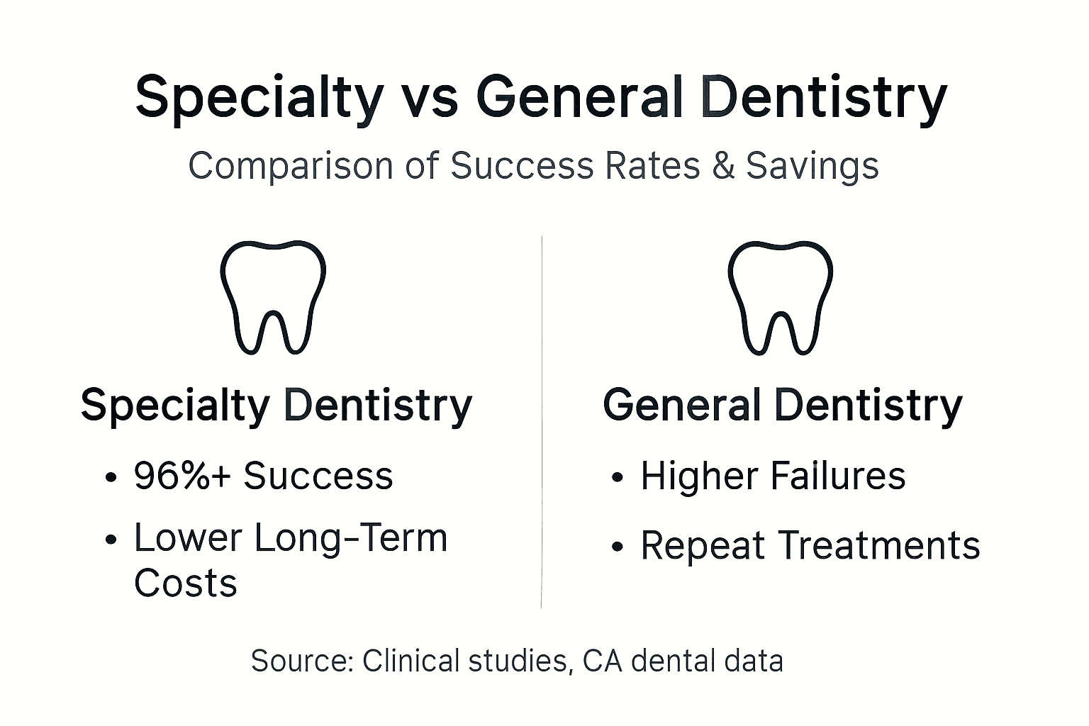 Infographic comparing specialty and general dental care