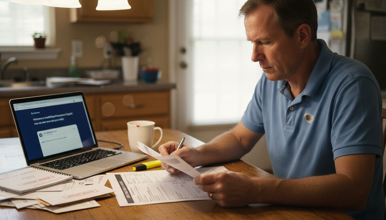 Man looking over dental insurance coverage forms