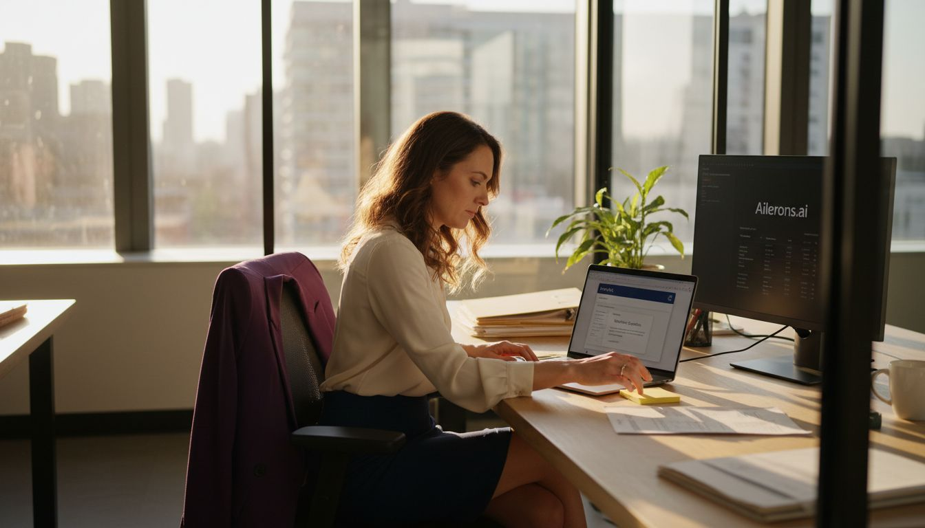 Worker reviewing document with AI agent