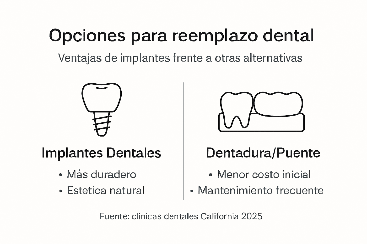 Infografía: diferencias clave entre implantes dentales y prótesis