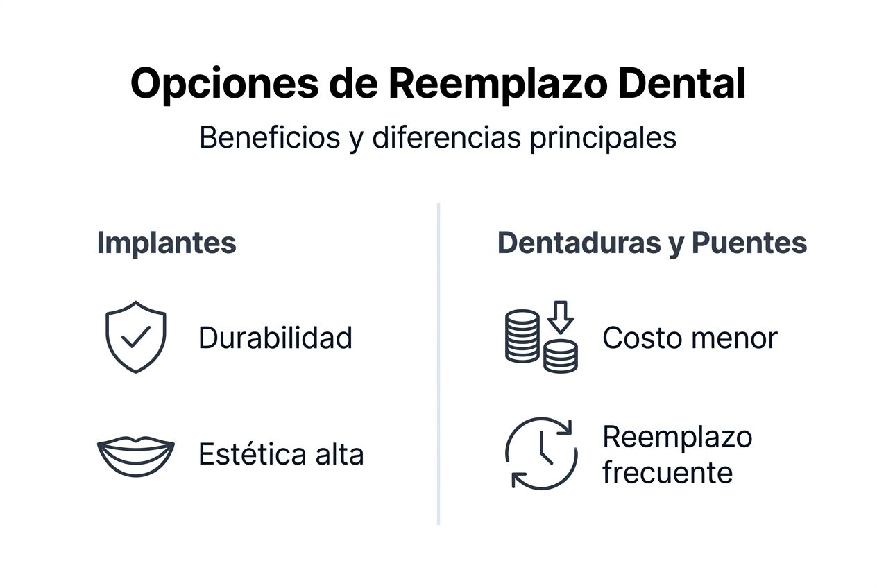 Guía visual para comparar las diferentes opciones de implantes dentales