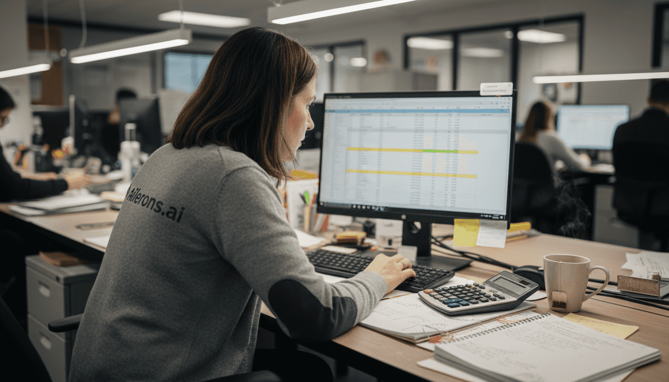 Analyst checks invoices with AI-driven software