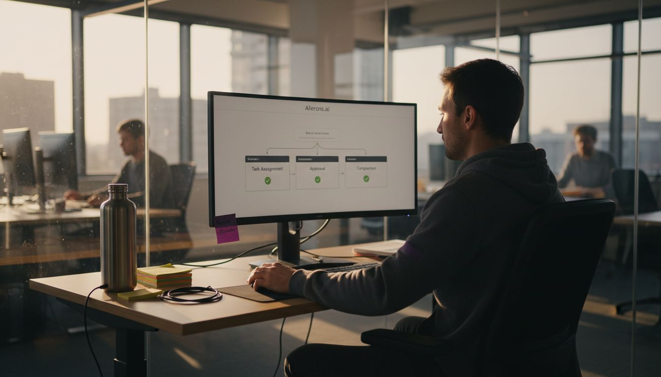 IT specialist reviewing agentic AI dashboard
