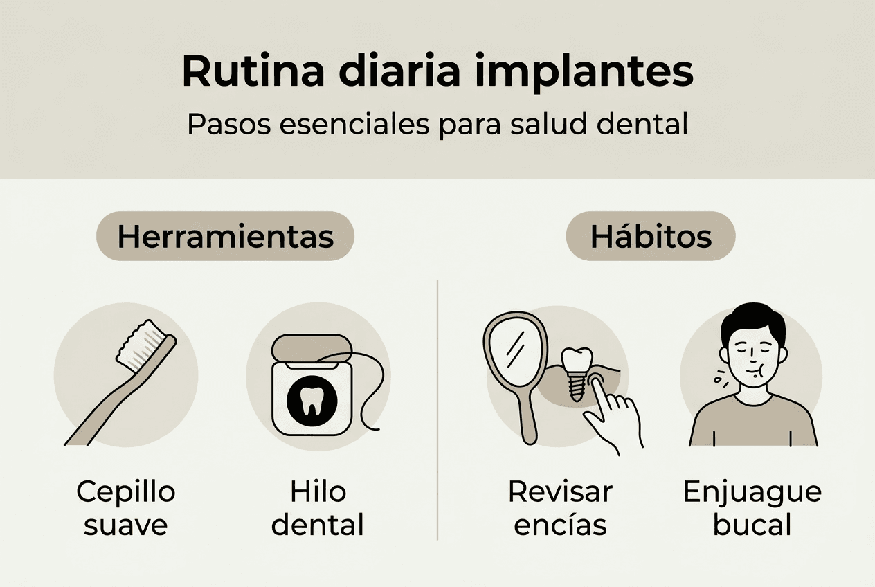 Guía visual para cuidar tus implantes dentales día a día