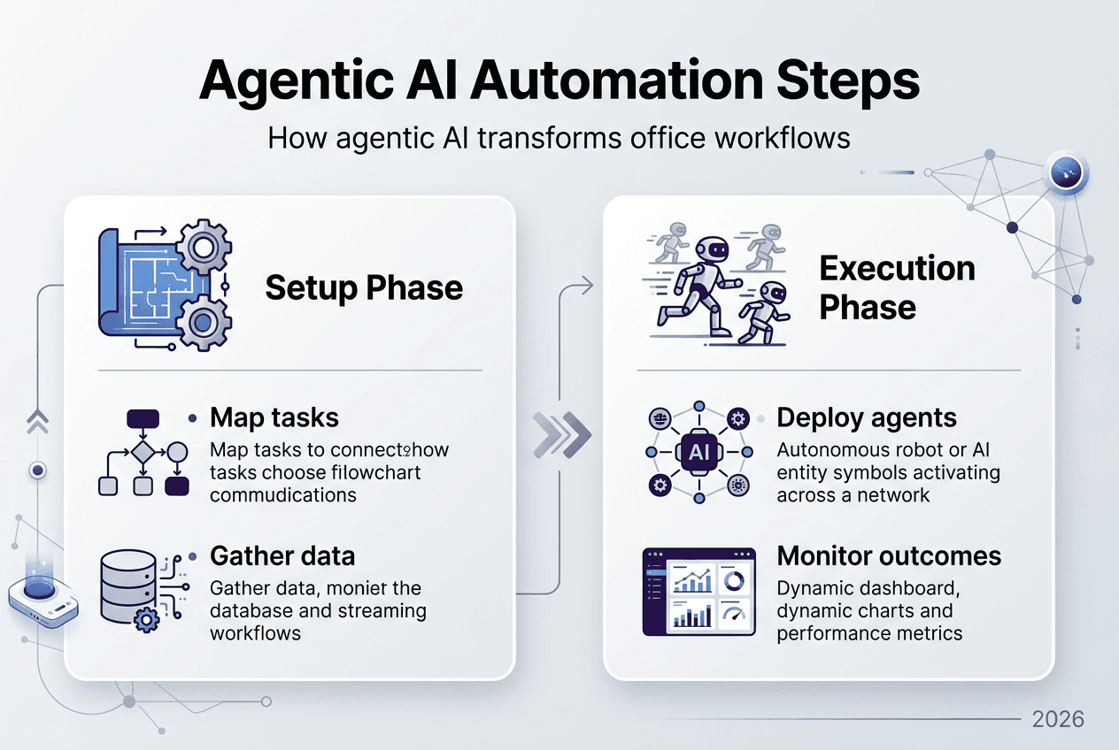 Infographic steps for agentic AI automation