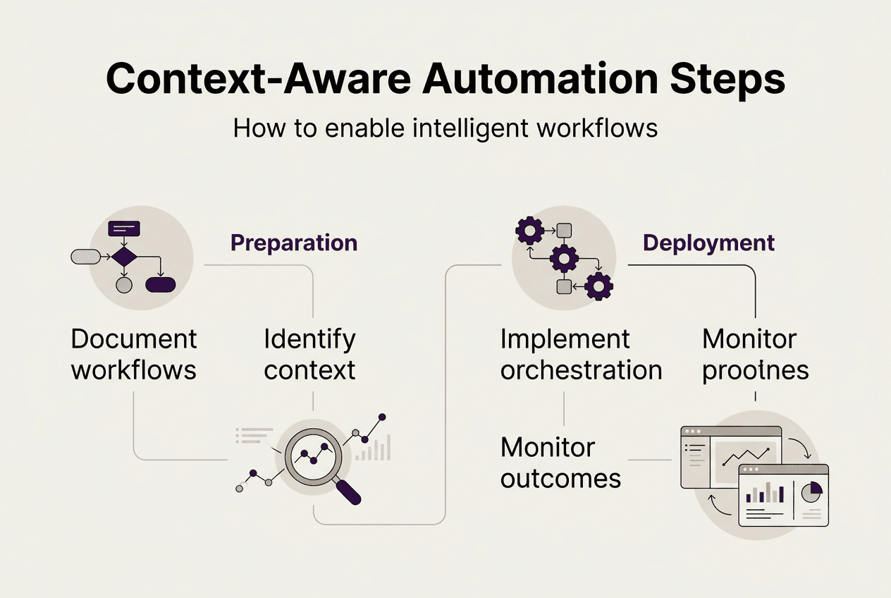 Infographic showing context-aware automation steps