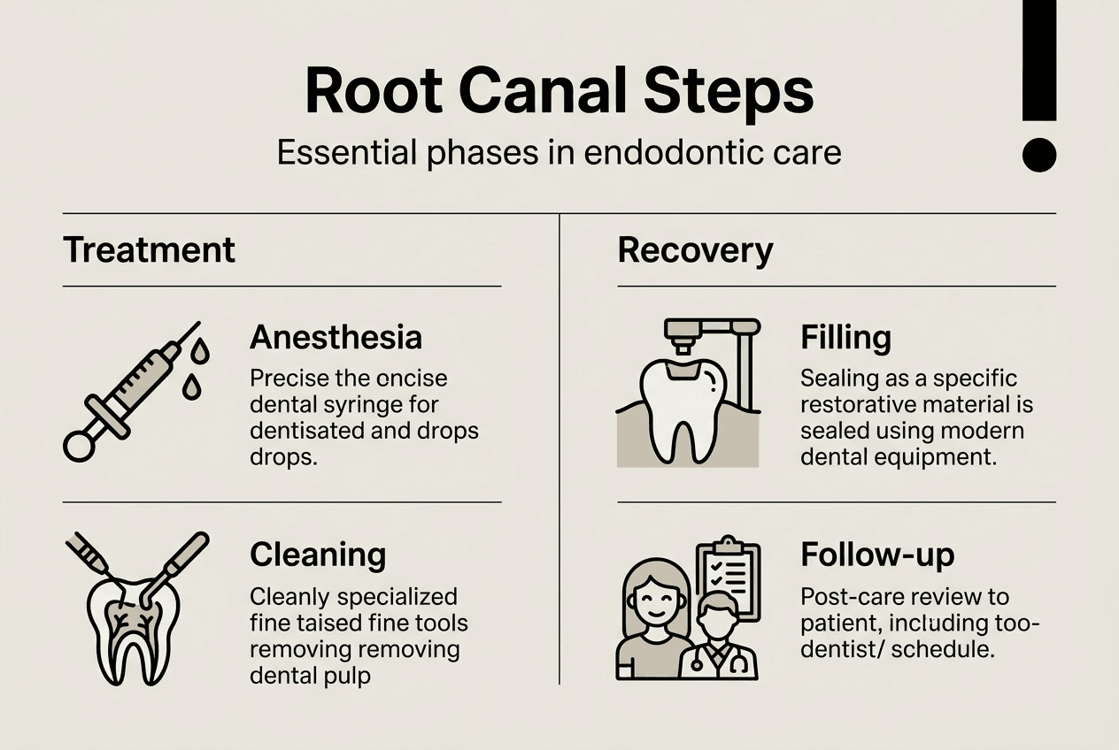 Infographic outlining root canal steps