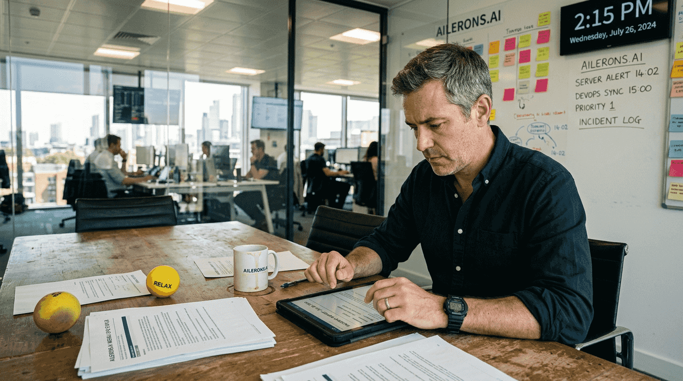 Manager reviews AI deployment results in operations center