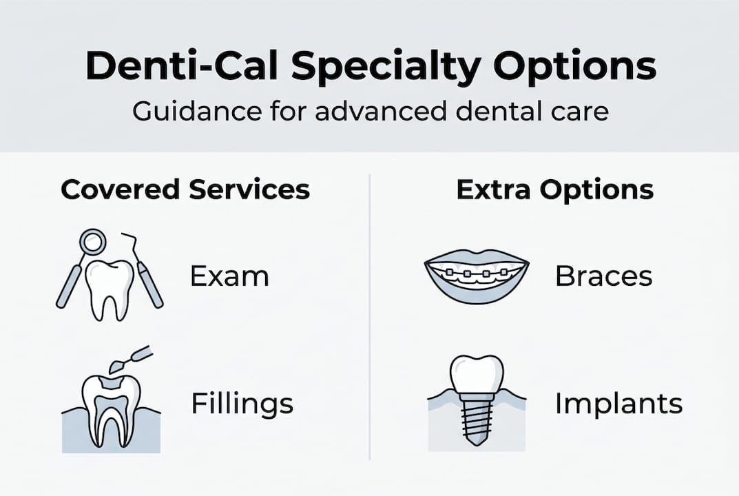 Infographic outlining Denti-Cal specialty dental options