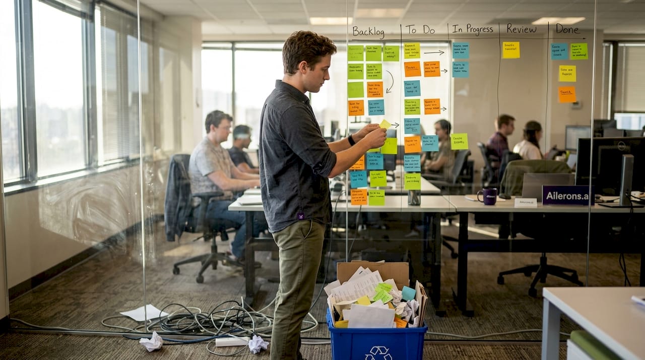 Employee updates flexible automation Kanban board