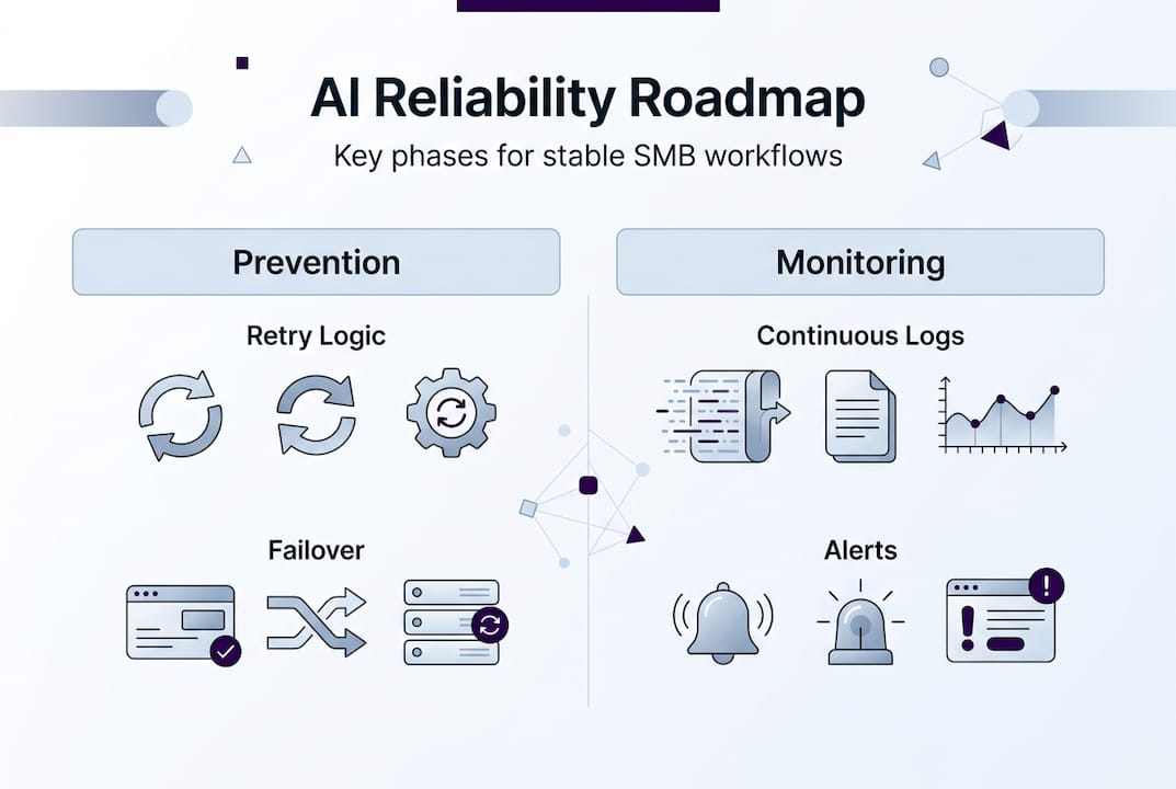 Infographic on AI reliability steps and monitoring
