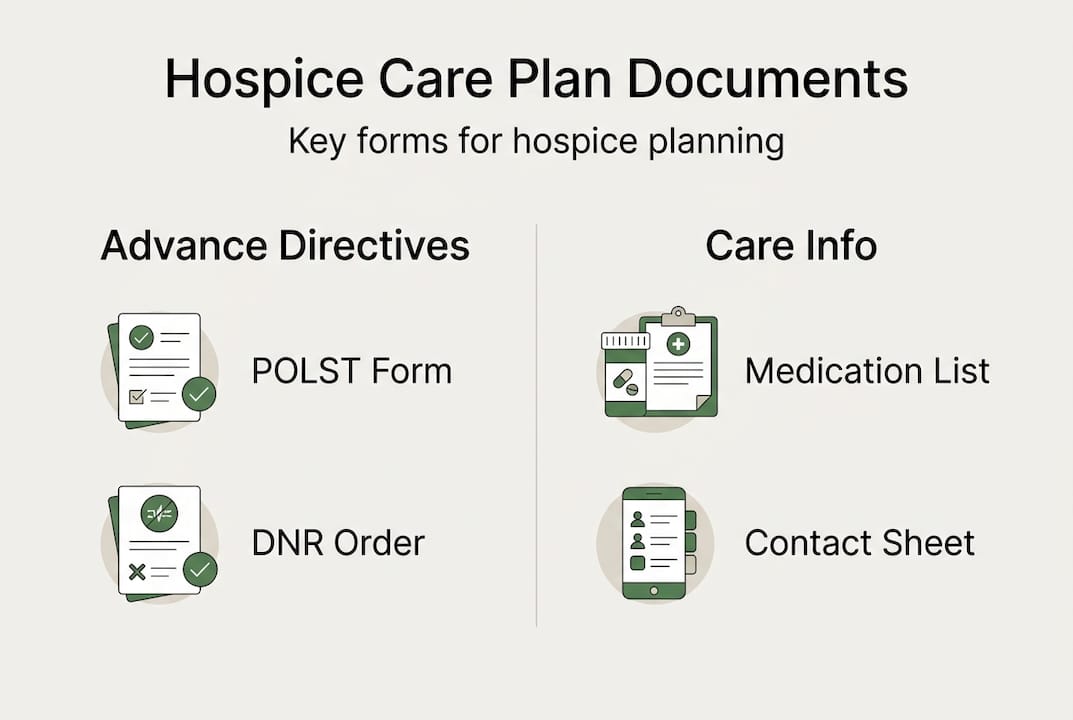 Infographic showing hospice care document checklist