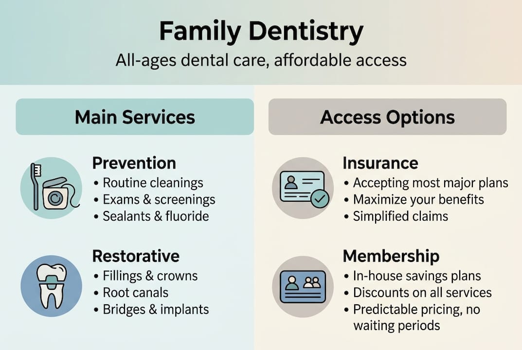 Infographic of family dentistry and access options