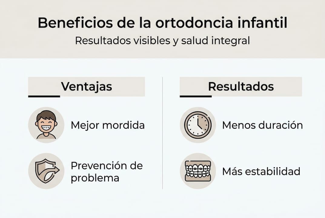 Infografía sobre las principales ventajas de la ortodoncia en niños