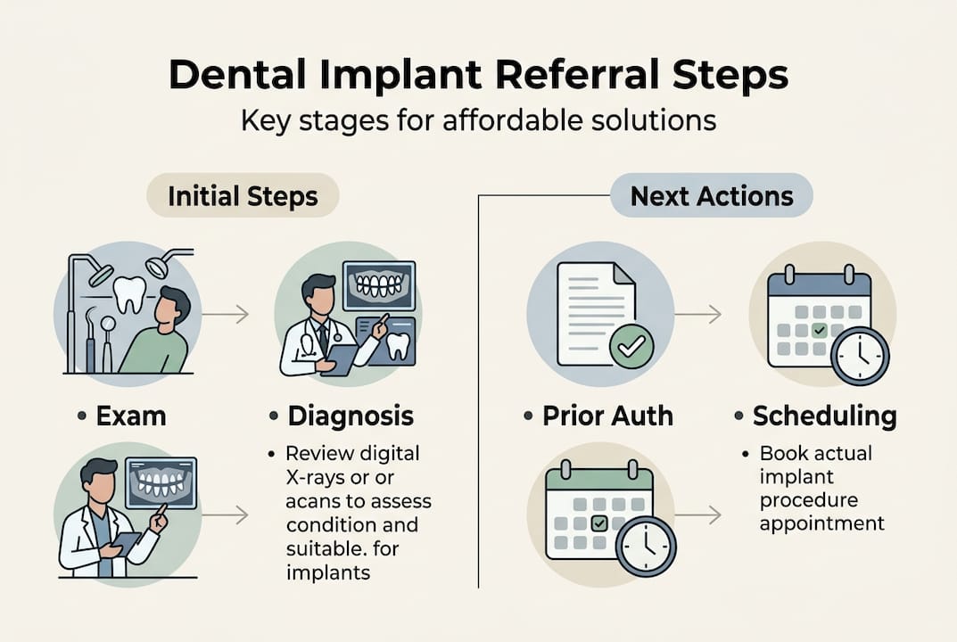 Infographic showing dental implant referral steps