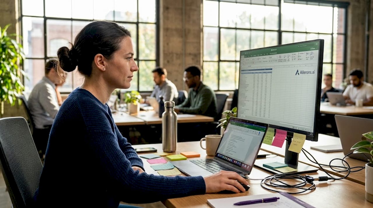 Data analyst working on machine learning workflow