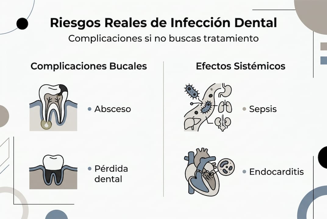 Gráfico informativo sobre los verdaderos peligros de las infecciones en los dientes
