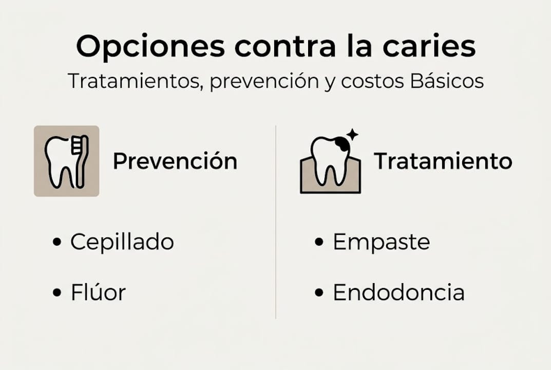 Guía visual sobre las diferentes alternativas para tratar las caries