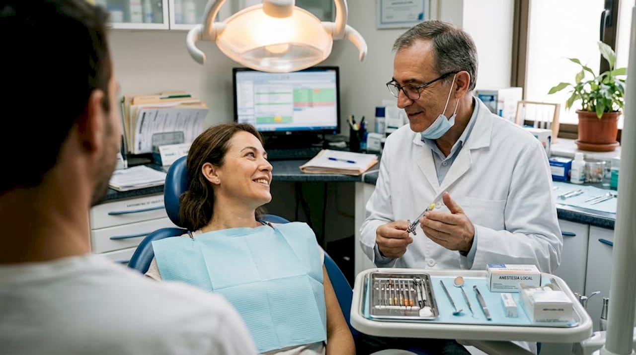 La paciente se muestra tranquila durante su cita de endodoncia.