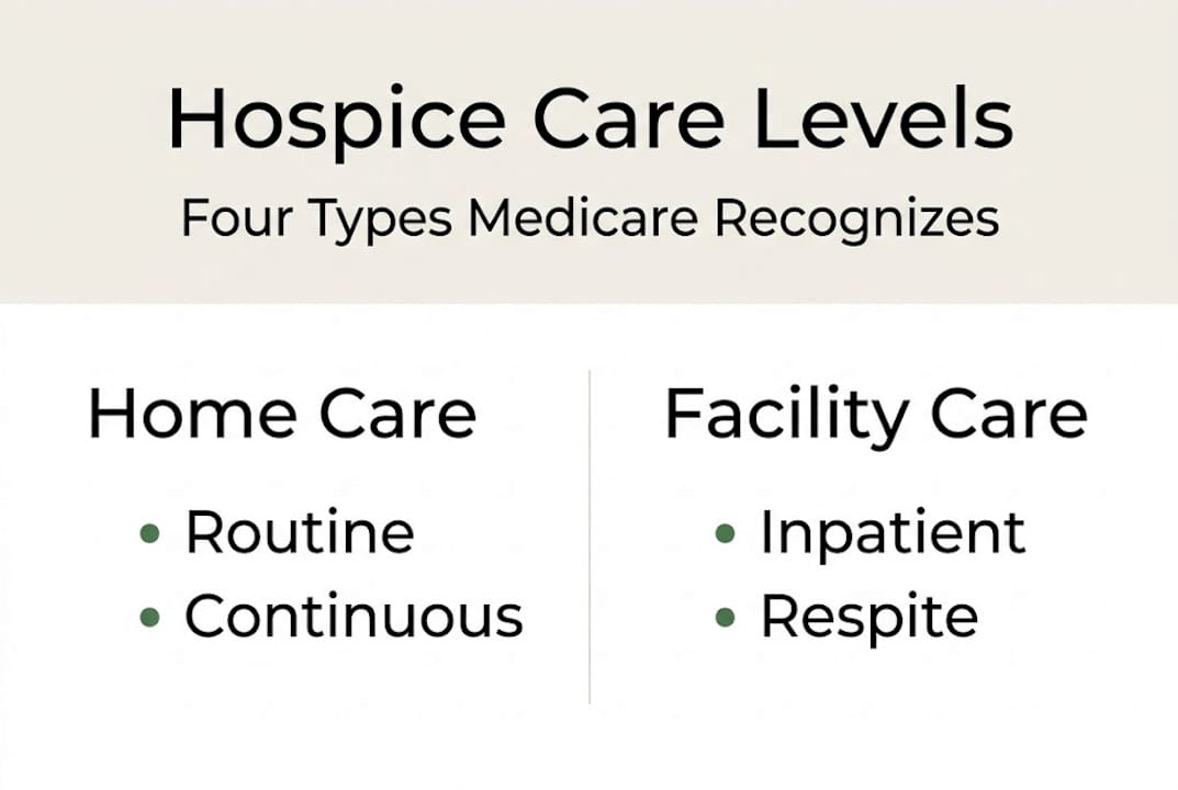 Infographic of four hospice care levels overview