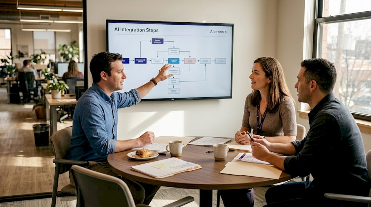 Team discusses AI integration in office setting