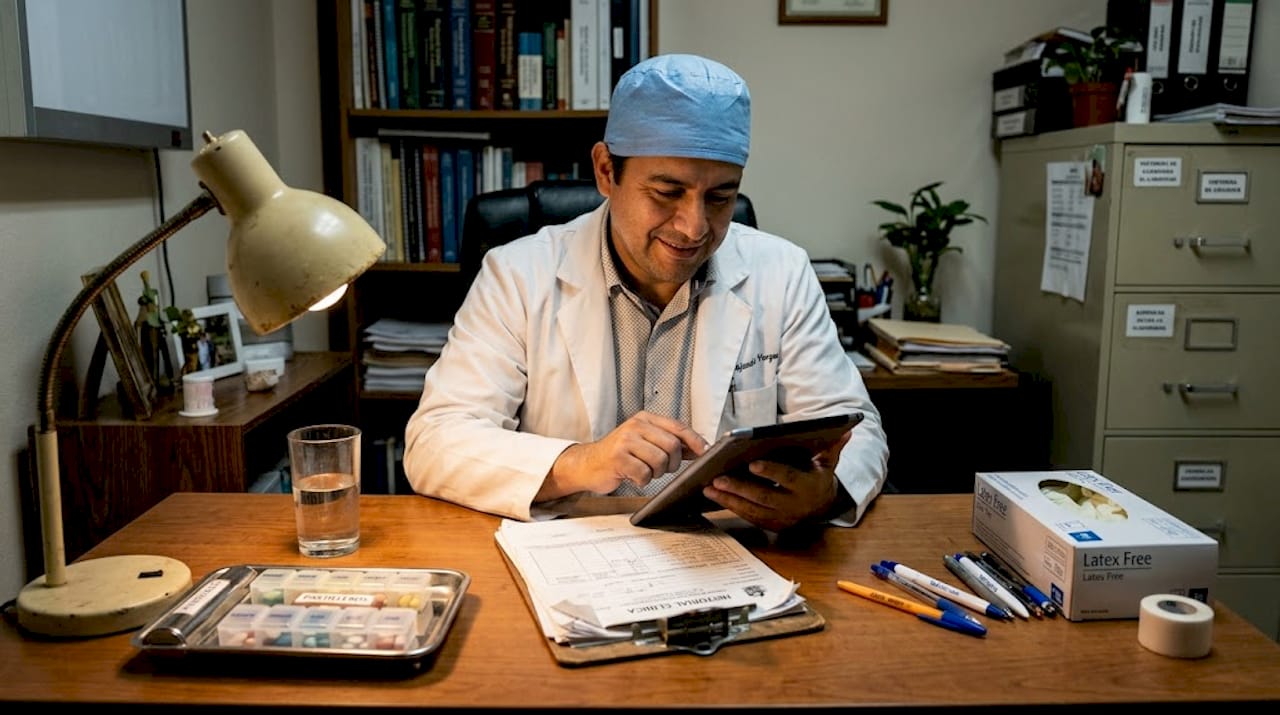 Médico evaluando el tratamiento preventivo en cuidados paliativos