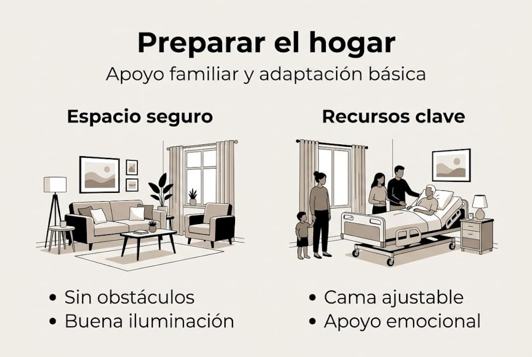 Infografía con consejos prácticos para adaptar tu hogar y fortalecer el apoyo familiar